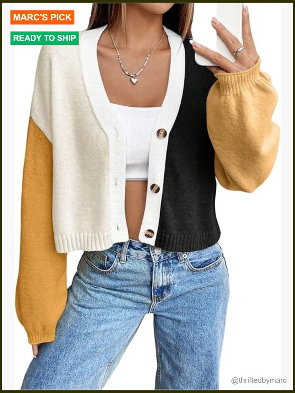 Cropped Cardigan V Neck Sweater Coat 70s Fall Cardigans Button Up